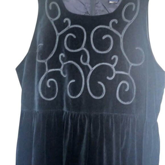 Vintage Herman Geist Dress Mixed Wool Velvet Deep Navy Blue Empire Waist 14P - Picture 4 of 11